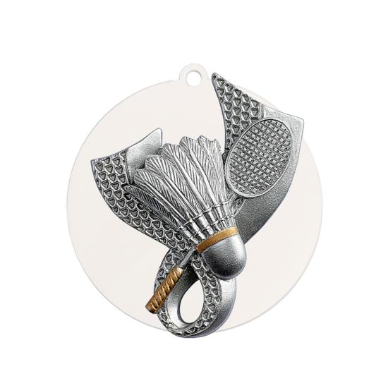 Médaille badminton fond noir ou blanc Ø70mm