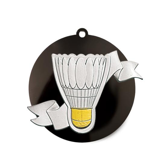 Médaille badminton acrylique métal Ø80mm