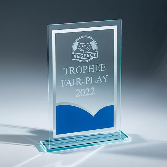 Trophée verre décor rouge 17cm - TV4046C