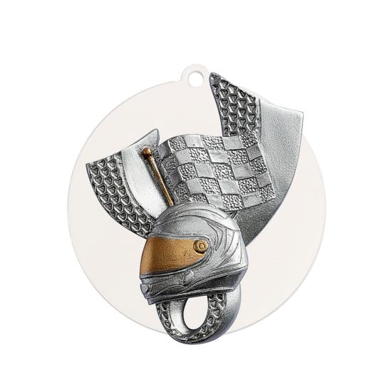 Médaille sport mécanique fond noir ou blanc Ø70mm