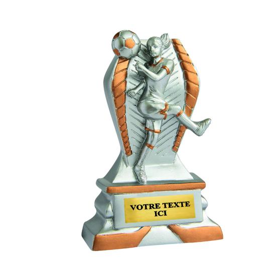 Trophée foot femme résine 12cm