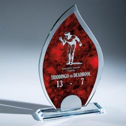 Trophée verre avec décor rouge <br> 3 tailles disponibles