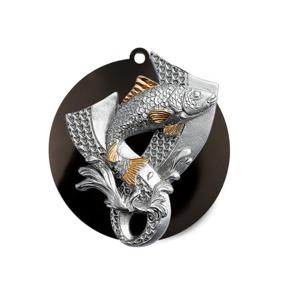 Médaille pêche fond noir ou blanc Ø70mm