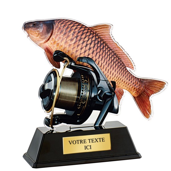 Trophée pêche plexiglas 16cm
