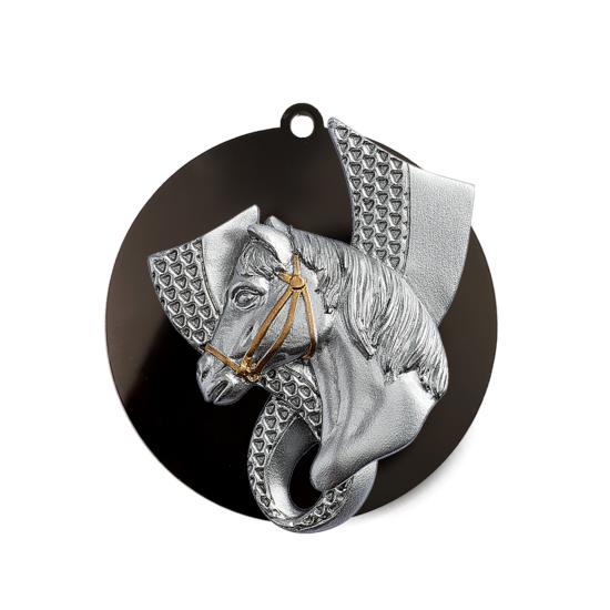 Médaille équitation fond noir ou blanc Ø70mm