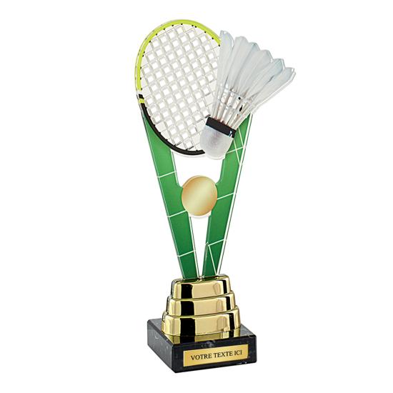 Trophée badminton acrylique couleur 23cm