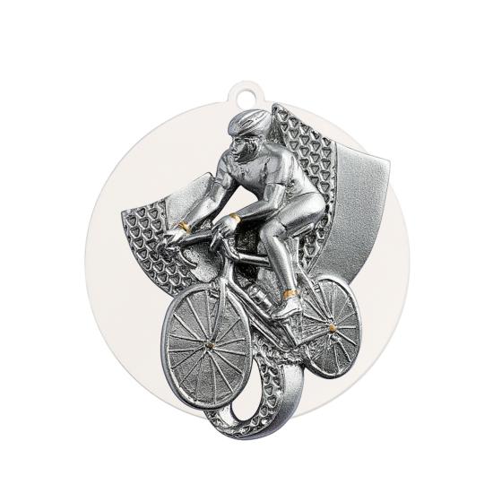 Médaille cyclisme fond noir ou blanc Ø70mm