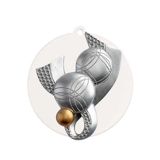 Médaille pétanque fond noir ou blanc Ø70mm