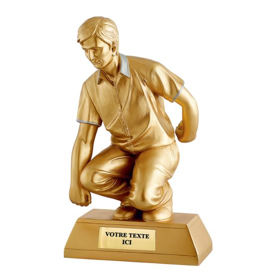 Trophée pétanque résine doré